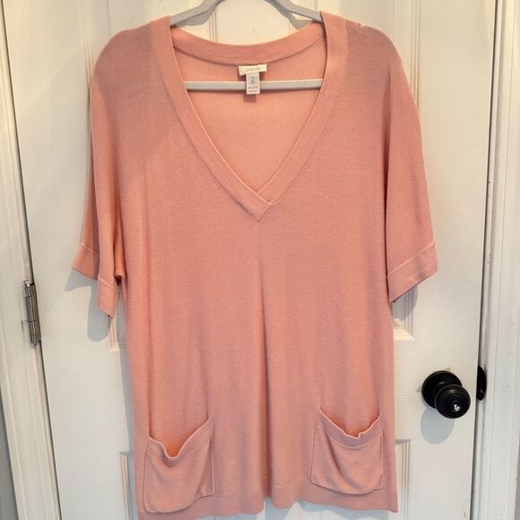 CHICO’S PERCY Pullover Sweater V-Neck Pockets - Size 2/Large 12 - Picture 1 of 5